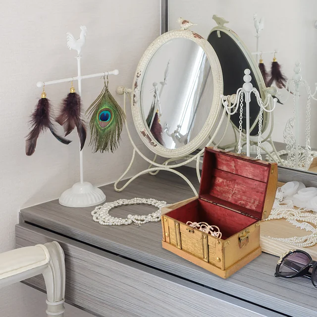 Doboz Fa Ékszer -Tároló Szervező Vintage Dekoratív Reteszelő Otthoni Dekorációhoz, Ajándék Gyermekeknek Felnőtteknek - Image 6