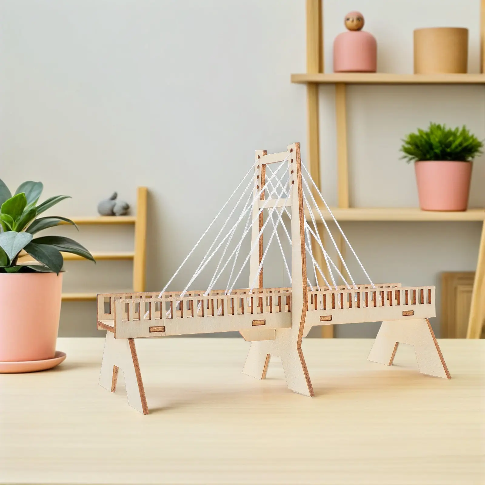 DIY 목재 케이블교 STEM 조립 키트 물리학 구조 과학 실험 교육용 공학 교육 모델
