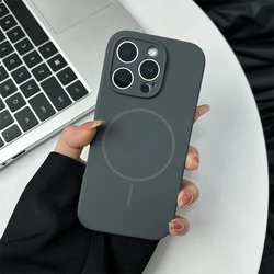 Magnetic Liquid Silicone Phone Case with Wireless Charging and Camera Protection - iPhone 12 (Carbon Gray)