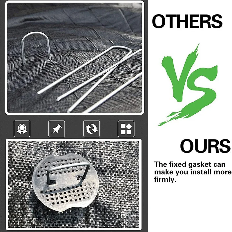 50Pcs Garden Stakes Gasket Bakulyor Lawn Landscape Staples U Shaped Galvanized Landscape Pins Yard Ground Pin Weed Barrier Sod