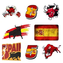 

Creative Spain Flag Stickers Spain Bullfighter Spain Bull Decal Weatherproof Vinyl Sticker Spain Flag Racing Numbers Stickers