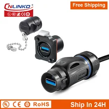 

Cnlinko BD24 Waterproof M24 USB3.0 Extension Cable 0.5M Wire Data Connector Plug Socket for Hard Drive Truck Boat​ Free Shipping