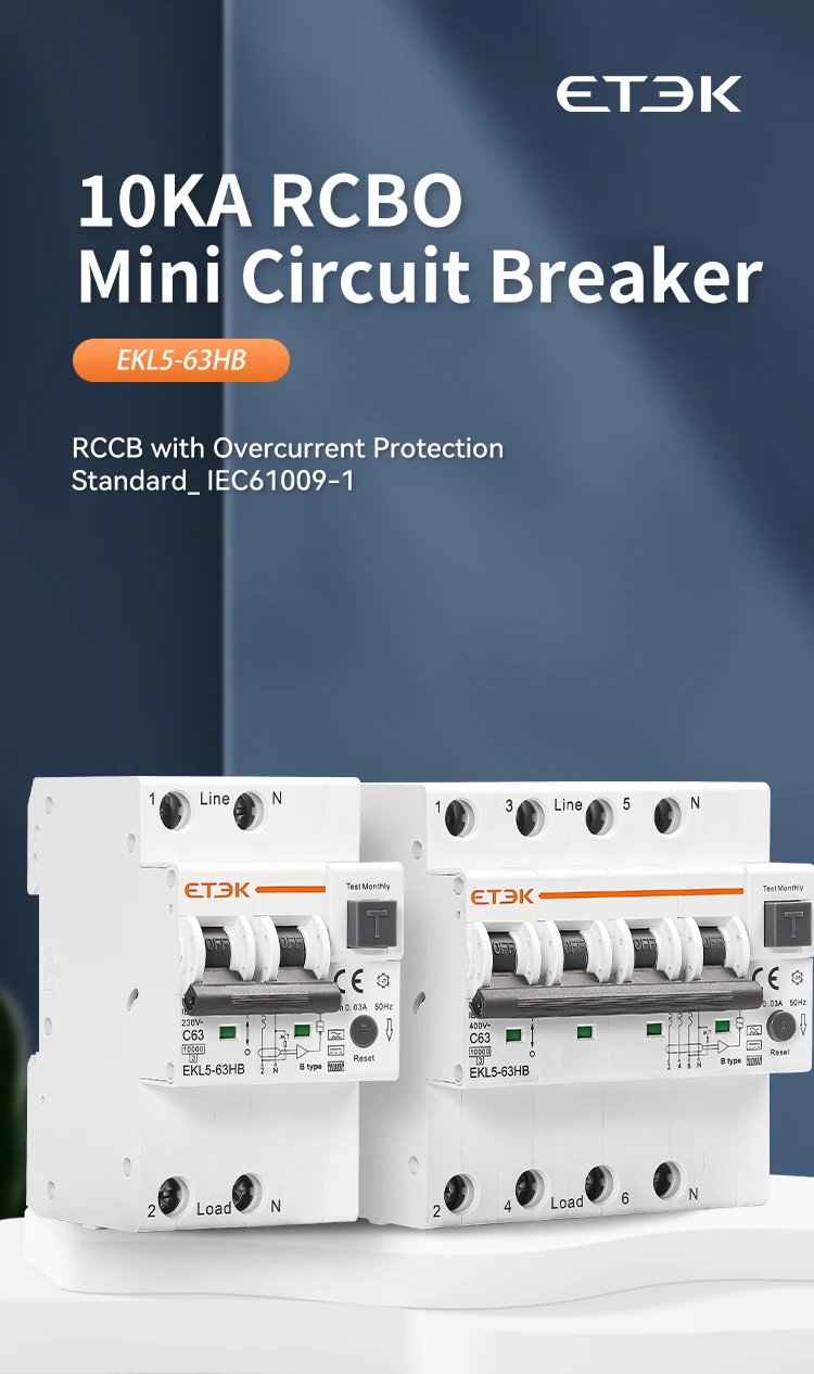 ETEC Type B RCBO Residual Automatic Circuit Breaker 10KA 2p 4P 32a 40a 63a Over