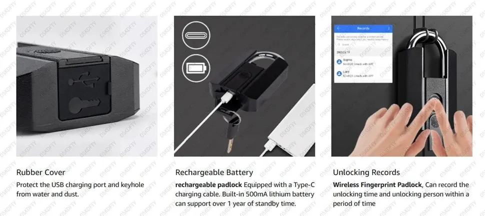 S9f8664ce71fa4018a80bcab239c3d896A Waterproof Padlock TTLOCK Unlocking Black Heavy Duty Combination Lock Weatherproof Security Padlock Luggage Fingerprint Lock Mallzona