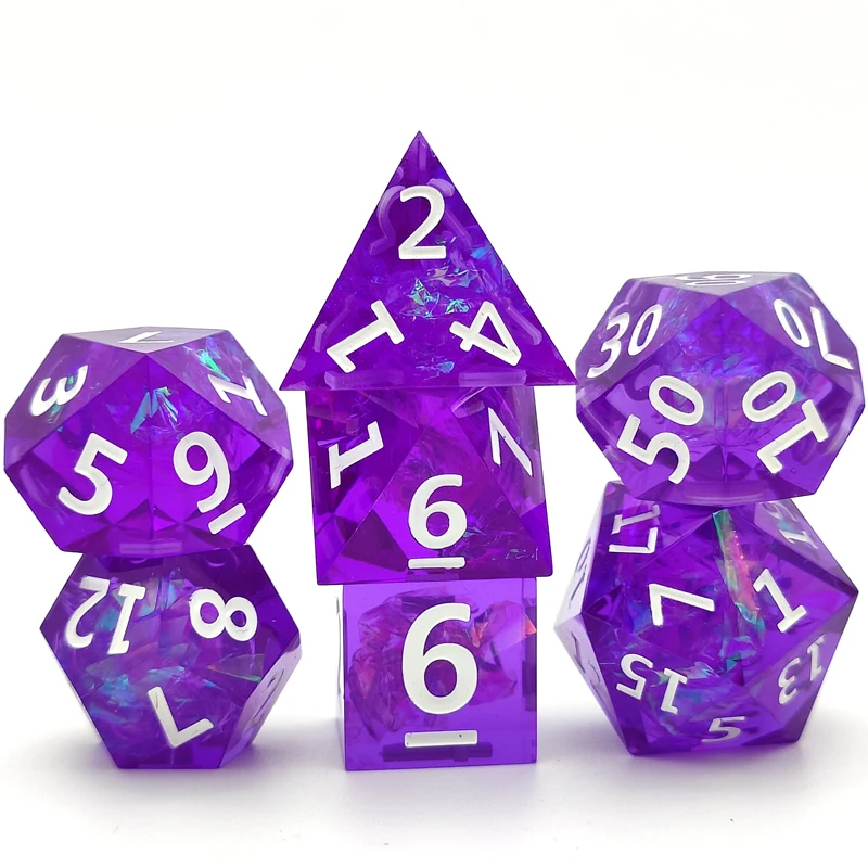 

Dice Set of 7 pieces sharp-edged transparent colored resin Dice RPG polyhedron role-playing game dice