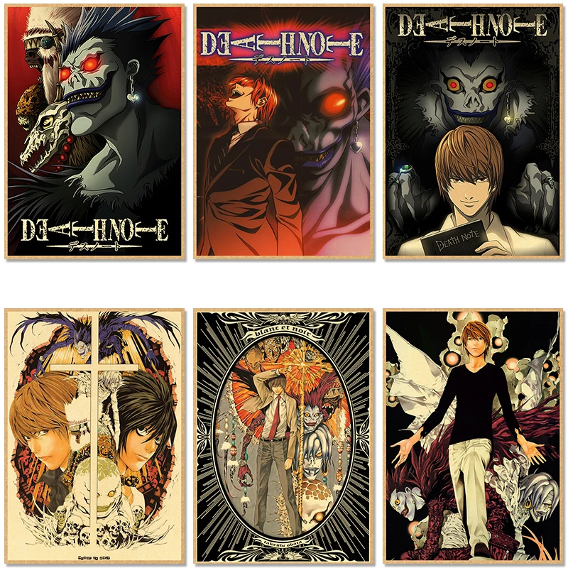 

Death Note Aanime Poster, Vintage Print on Kraft Paper 4K High Quality, Home Room Wall Stickers Decorative Art Pictures