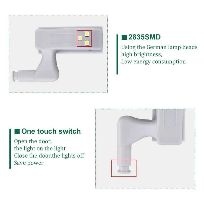 Furniture hinge,cabinet door hinges,cabinet hinges 10Pcs Universal Inner Hinge LED Cabinet Lamp 0.3W Home Wardrobe Cupboard Door 3 LEDs Night Light Auto ON/OFF Switch Lighting
