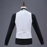 Fashion Suit Vest for Wedding Tuxedo Suits Men's White Black One Piece Formal Waistcoat Party Stage Performance Suit Vest 2