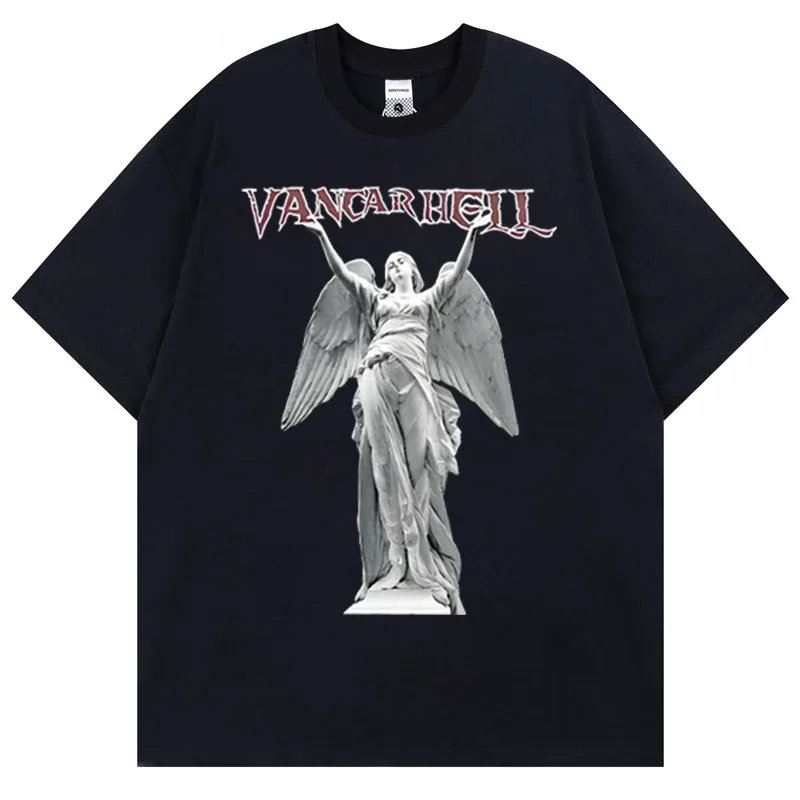 

American Vintage Men T-shirt Heavy Metal Band Angel Graphic Tee Shirt High Street Punk T Shirt Women Hip Hop Streetwear Tshirt
