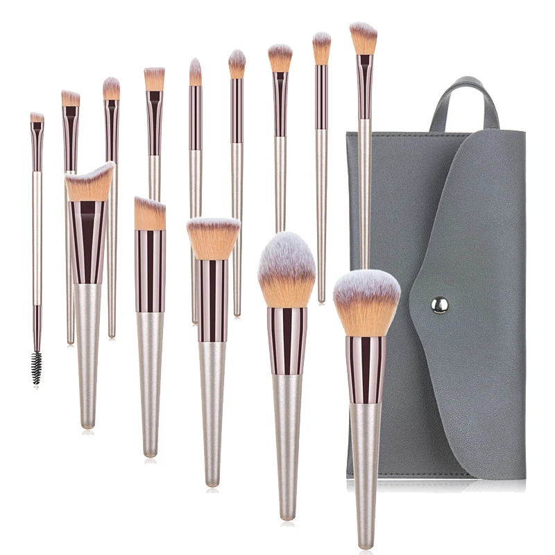 

14PCS Makeup Brushes Set With Bag Face Foundation Concealer Blush Lip Brush Eyeshadow Eyebrow Contour Brush Beauty Cosmetic Tool