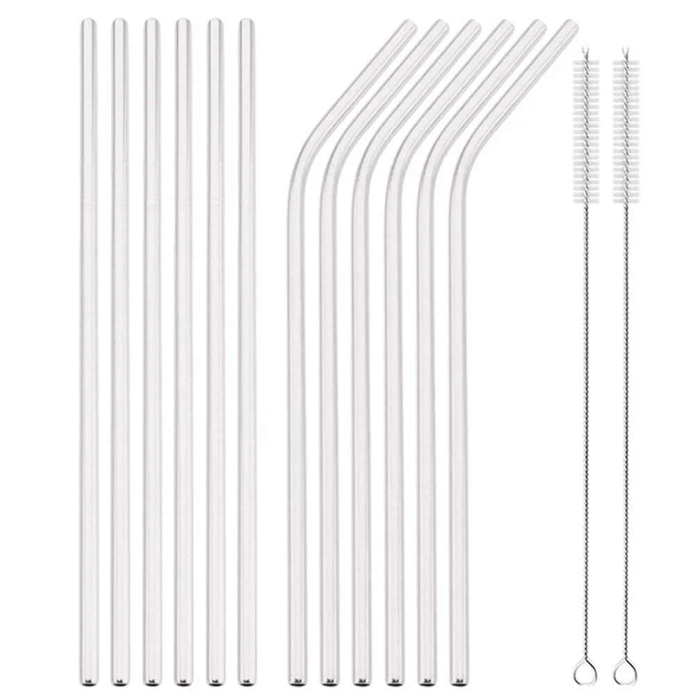 Silver Reusable Stainless Steel Drinking Straws Set with Cleaning Brush