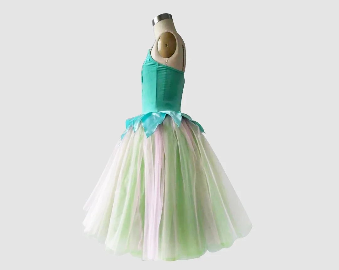 

Новое балетное весеннее платье для детей и взрослых, зеленая пушистая юбка, балетная юбка с лямкой на шее