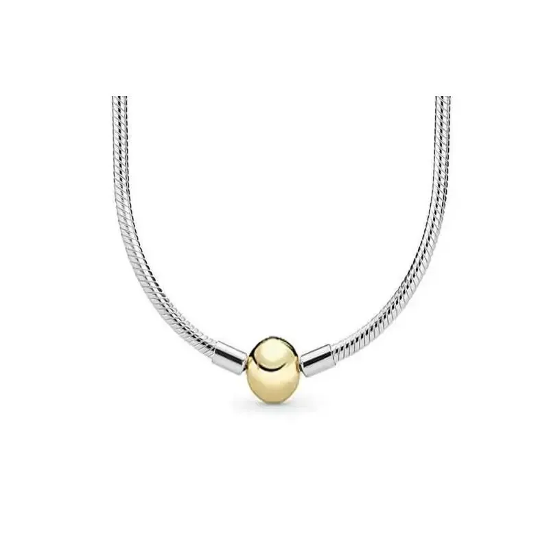 New Women's Boutique Jewelry 925 Sterling Silver Original Logo Moments Snake Necklace DIY Jewelry Women's High Quality Gift