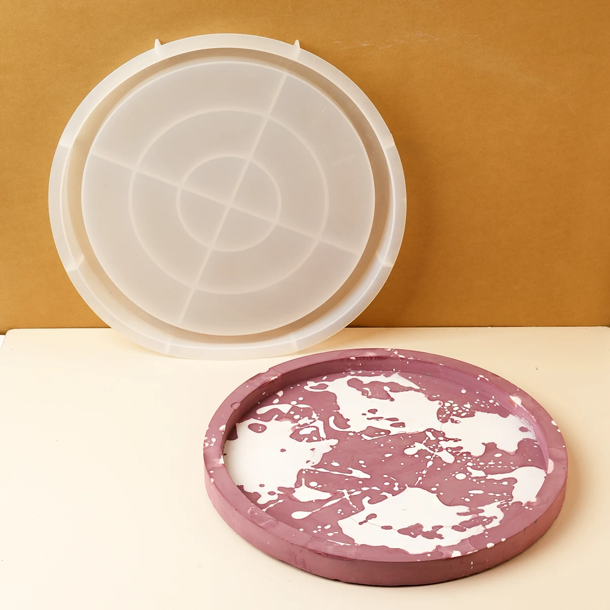 Round Tray Silicone Mold Coaster Storage Tray Storage Board Vase Base Resin Mold Gypsum Concrete Casting Mould Home Decor silicone mold