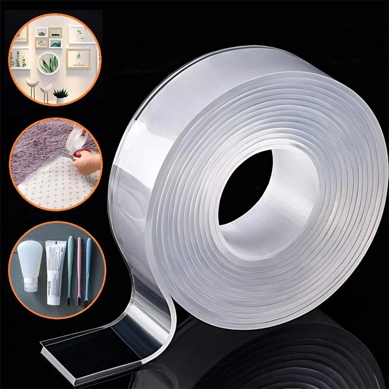 1-10M Nano Double Sided Tape Heavy Duty Transparent Adhesive Strips Strong  Sticky Multipurpose Reusable Waterproof Mounting Tape