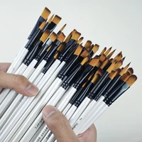 12pcs Artist Brushes with Nylon Tips - Wood Handle Professional Paintbrush Set for Acrylic, Watercolor, Gouache Painting 1