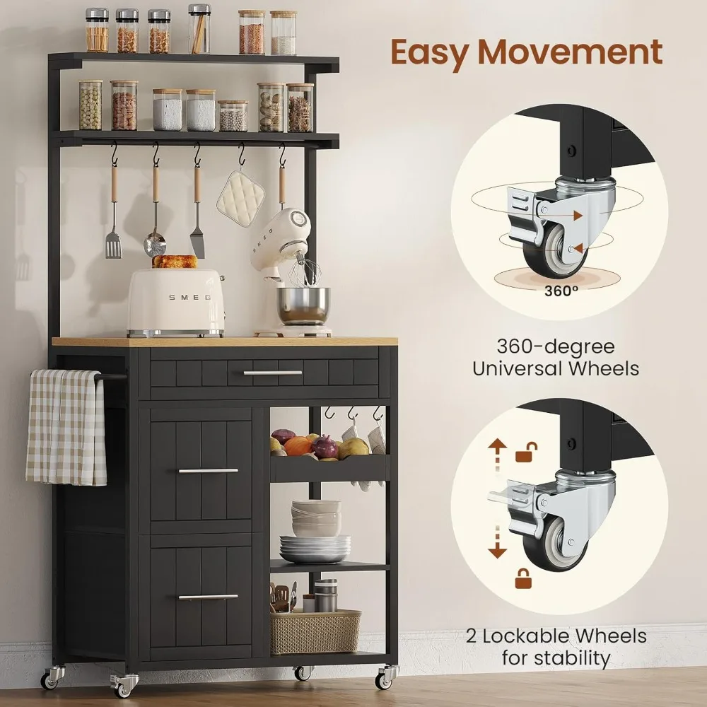 Rolling Kitchen Island with Storage 5