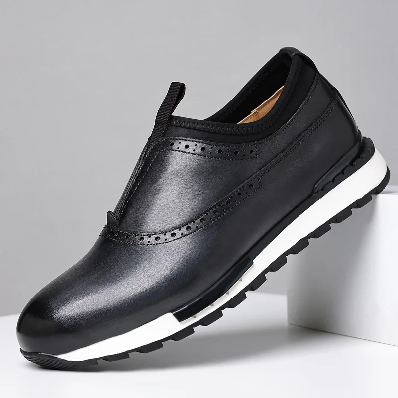 Men's Casual Shoes Lace Up Genuine Leather Men's Oxfords Outdoor Men Shoes Non-slip Men's Sneakers Zapatillas Hombre 5