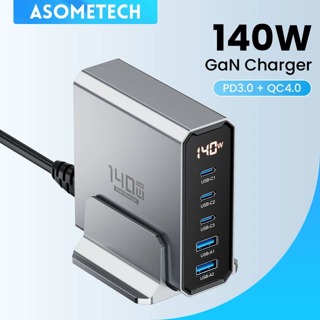 200W USB C Charger 5 Ports GaN Digital Display Screen – Hagibis Shop