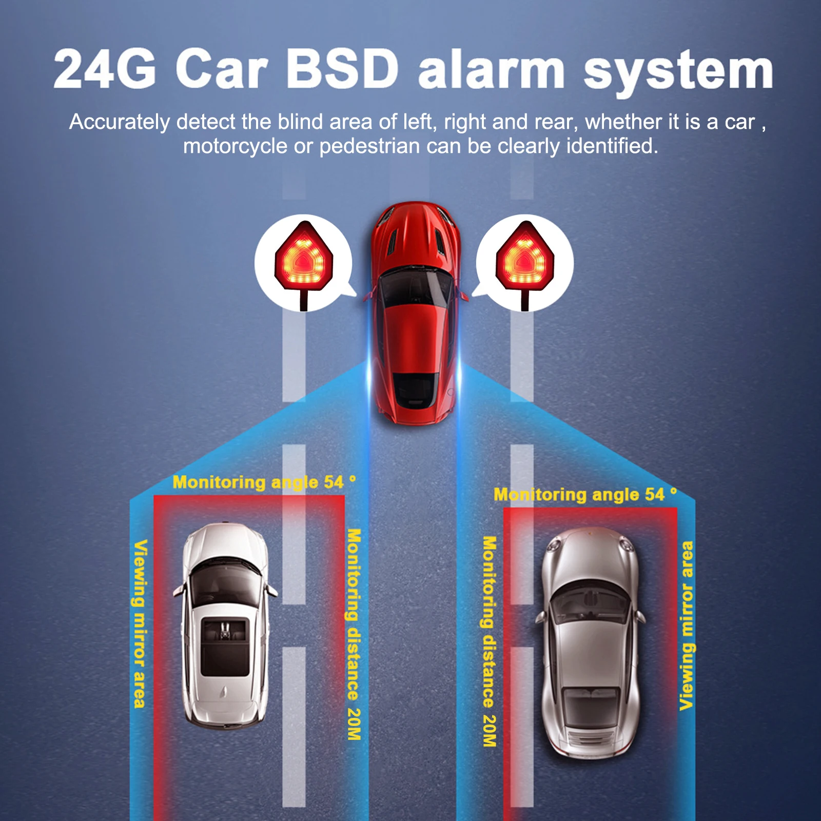 

Universal 24Ghz Millimeter Wave Radar BSD Blind Spot Detection System Highlight Warning Light Driving Lane Change Assist 20M