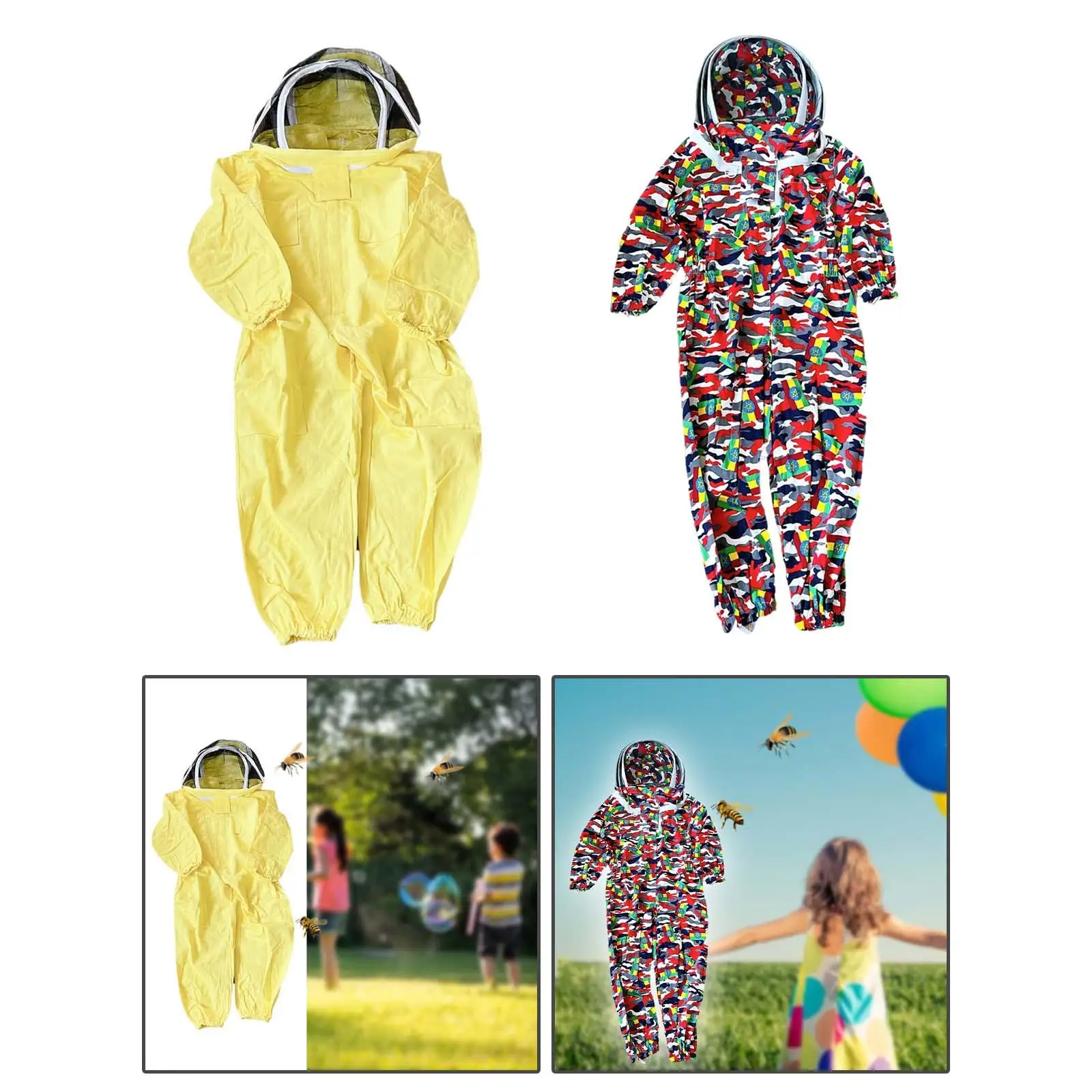 

Kids Beekeeper Suit Beekeeping Suit with Ventilated Veil Hood Protective Equipment Cotton Clothing Anti Bee