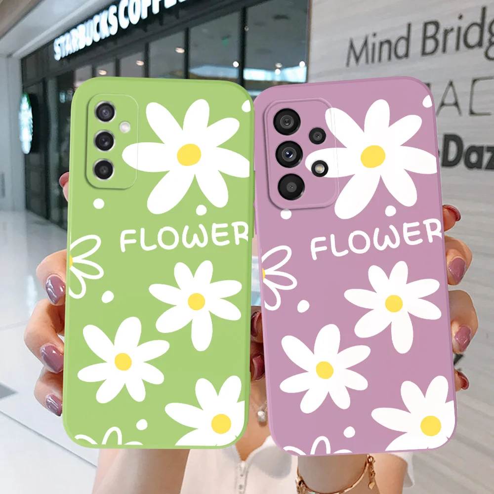 Custodia Per Samsung Galaxy A40 A42 A50 A7 2018 A70 Cover Per Telefono Soft Silicon White Flower Nice
