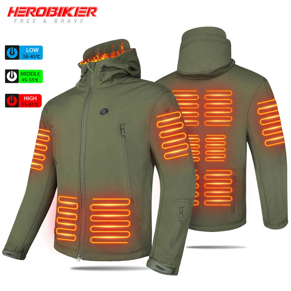 Heated Motorcycle Jacket USB Electric Heating Hooded Camping Skiing Winter Warm Clothes