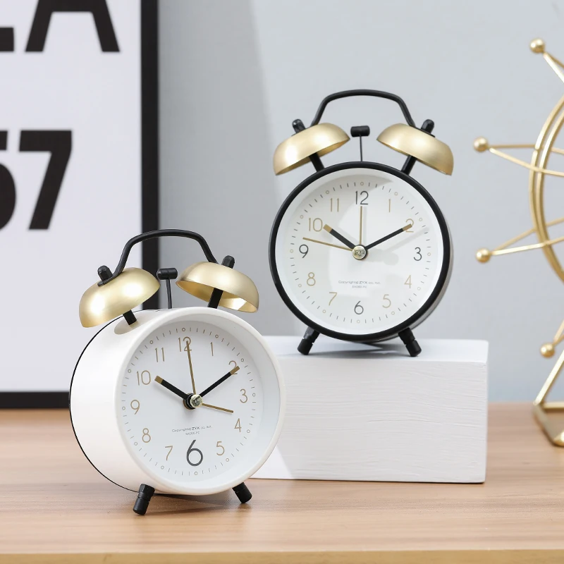 Alarma de lujo de Metal para despertador, luz nocturna de 3 pulgadas,  Estilo Vintage moderno para estudiantes, decoración de escritorio para  dormitorio - AliExpress