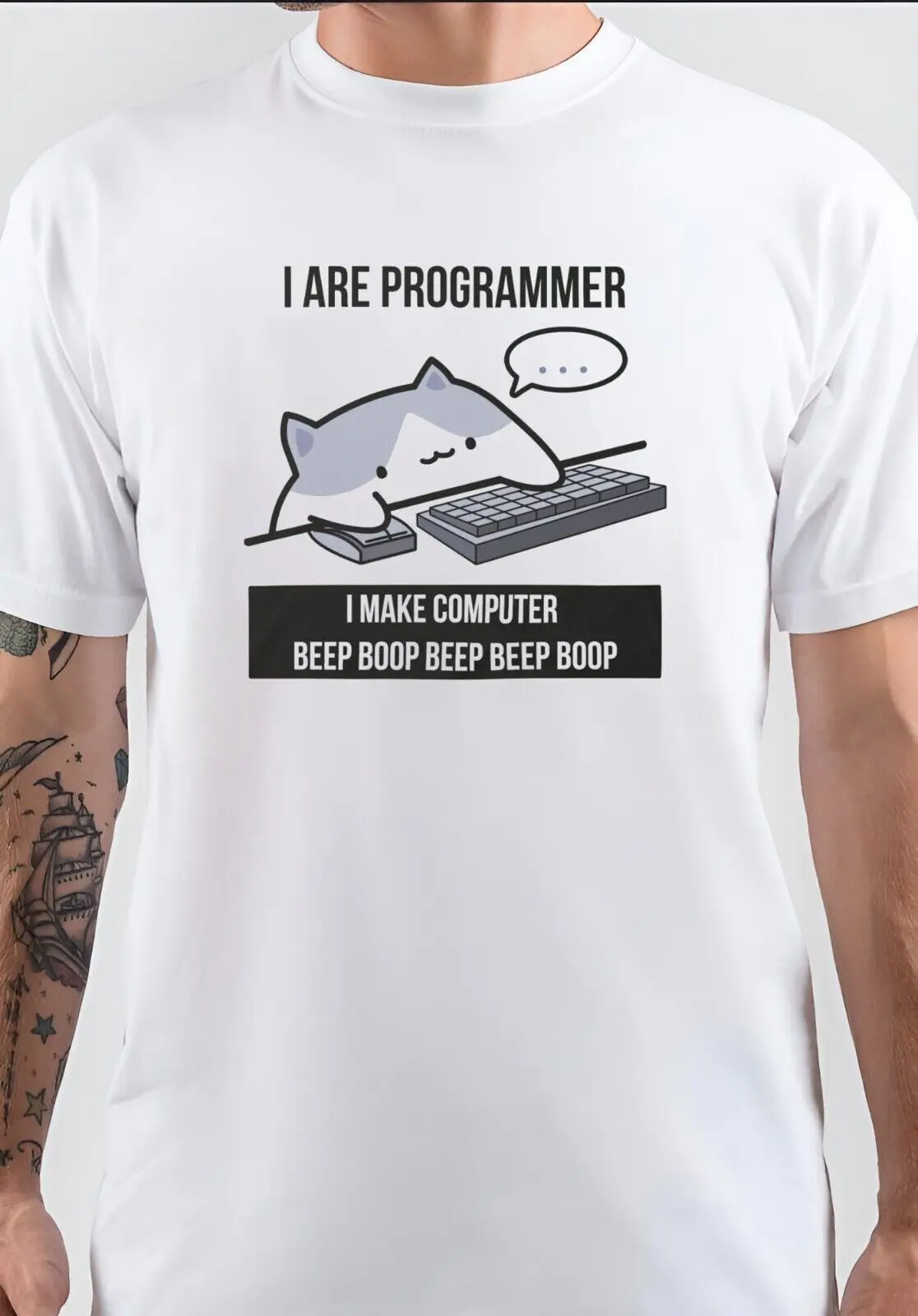 Nwt I Are Cat Programmer Computer Technology T Shirt Maniche Lunghe O Corte