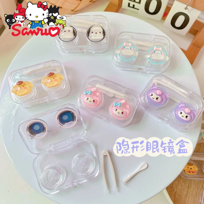 

Sanrio Melody Kuromi Hello Kitty Cinnamoroll Pochacco Contact Lens Case Beauty Eye Box Screwless Eye Care Storage Companion Box