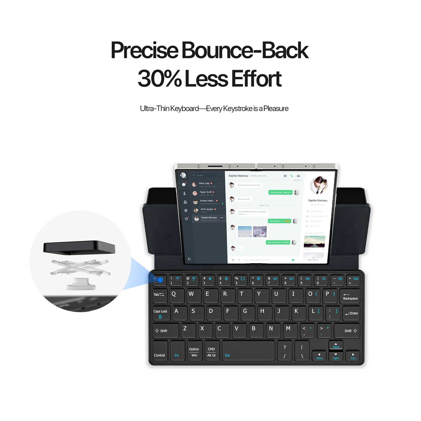 รูปสินค้า Bluetooth Mini Keyboard พร้อมขาตั้งมือถือ 2-in-1