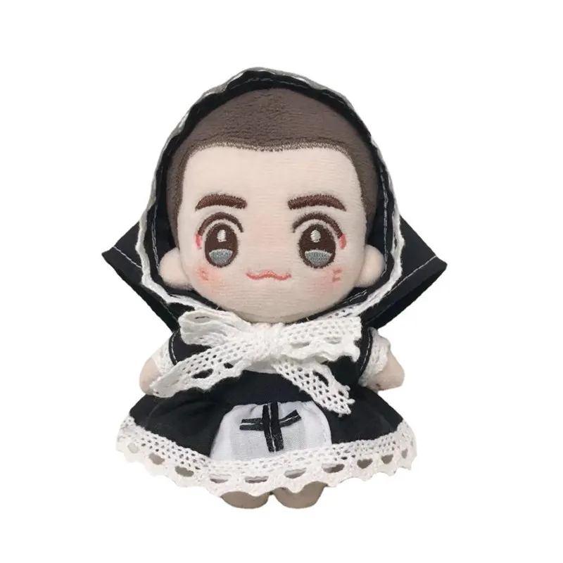 

10cm Cotton Cartoon Doll cute nun clothes Handmade black and white colors 10cm Plush Doll clothes Set kids Gift Korean Pop COS S