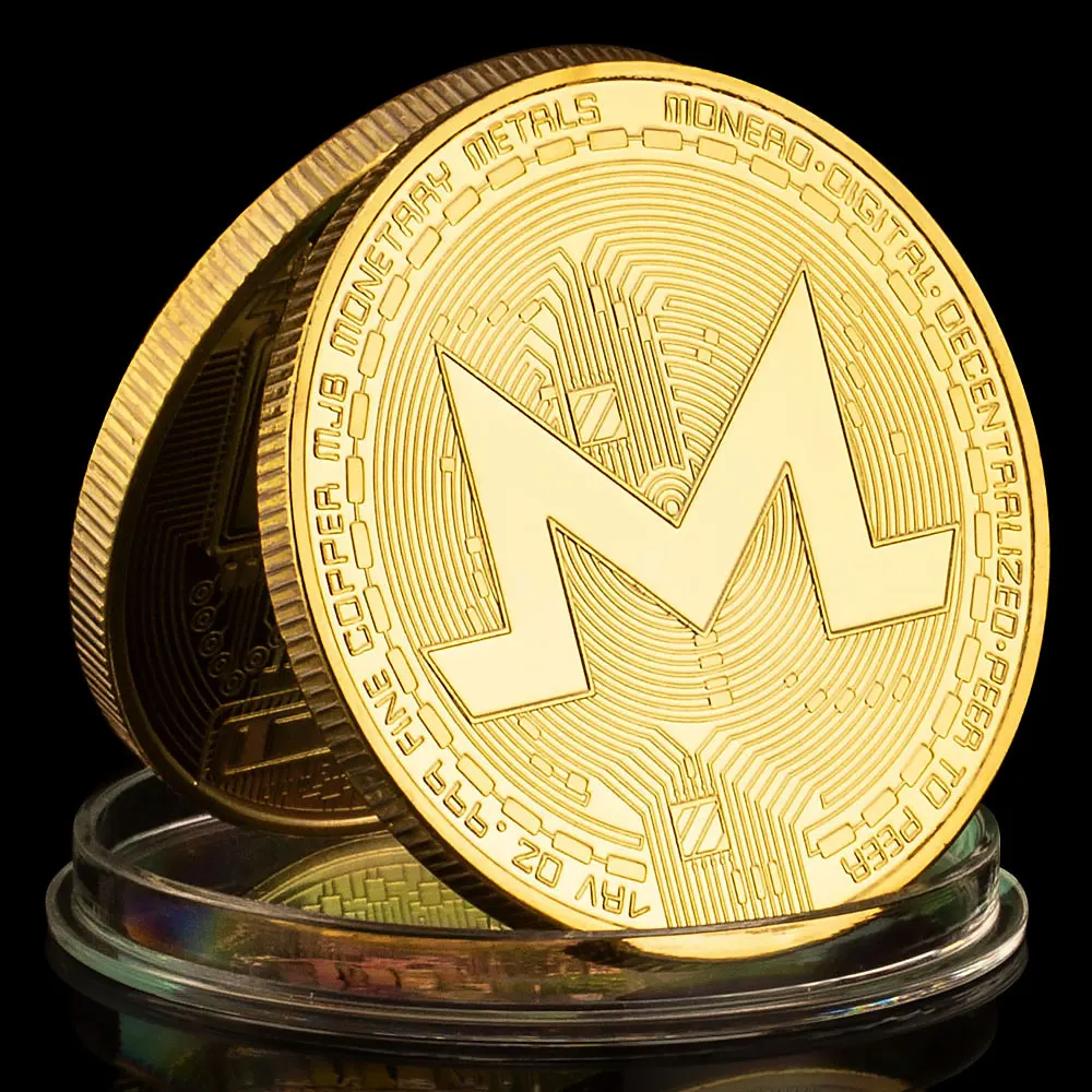 Monero Crypto Coin Gold Plated Souvenirs and Gifts Commemorative Coin Non - Currency Cryptocurrency Coin Collection