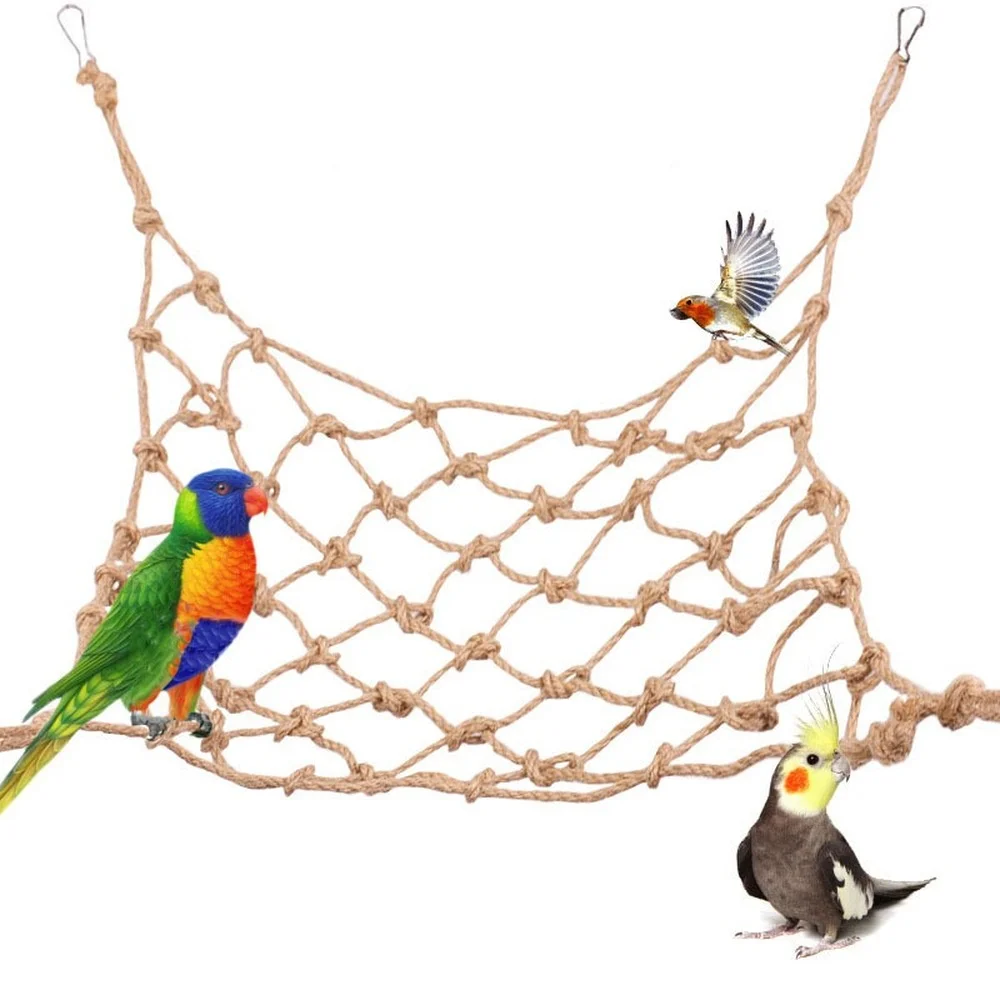 Parrot Swing Rope Birds Hanging Climbing Net with Hook Hammock Birds Stand Ladder Chewing Playing Gym Toys 30X20CM parrot toy bird toy bird swing toy small pet ladder toy