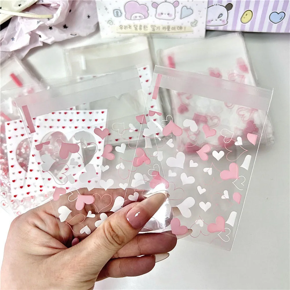 

100pcs Sweet Heart Self Adhesive DIY Cookie Candy Package Gift Valve Bags Wedding Birthday Party Decor DIY Gift Packaging Pouch