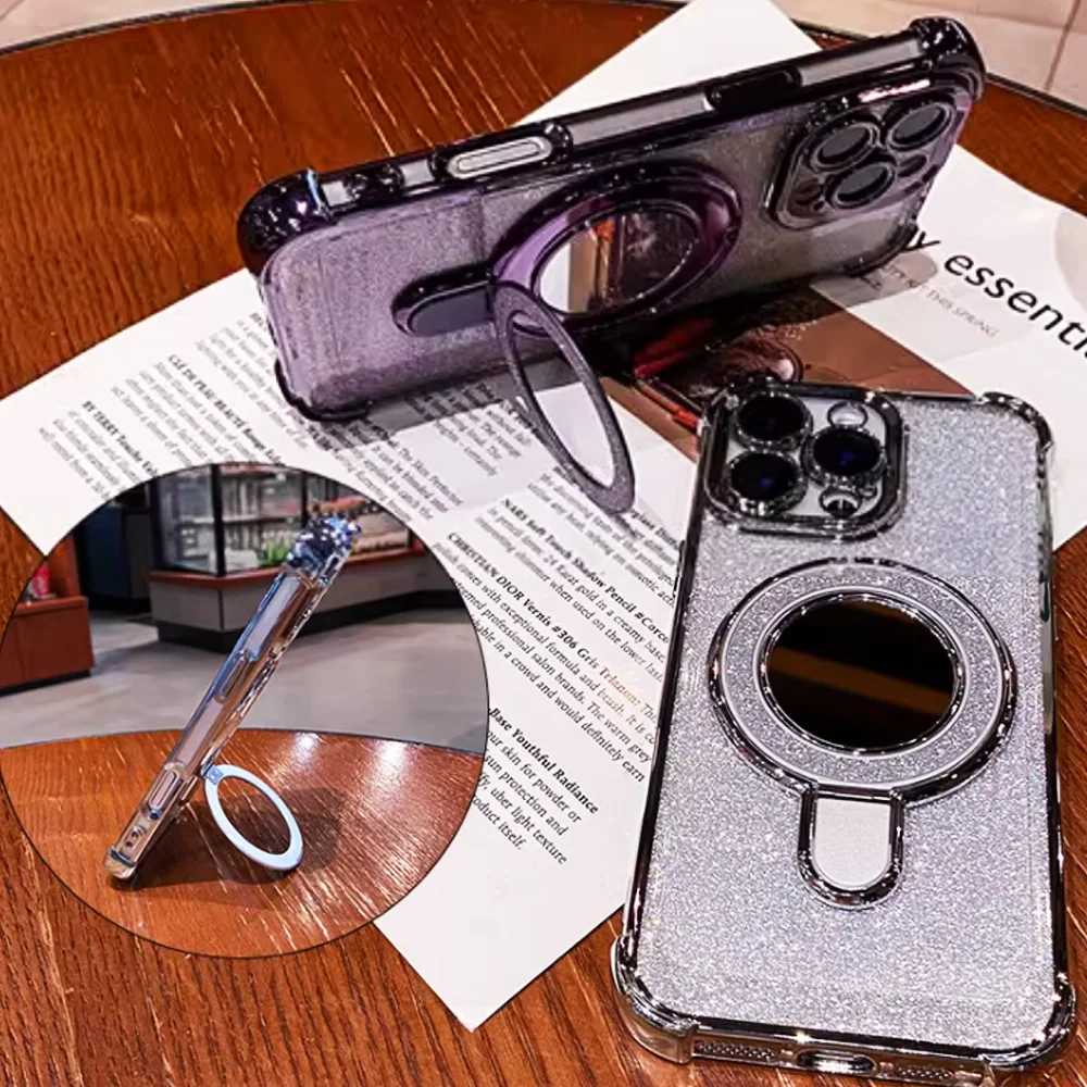 Shockproof Mirror Magnetic Bracket Stand Case Cover