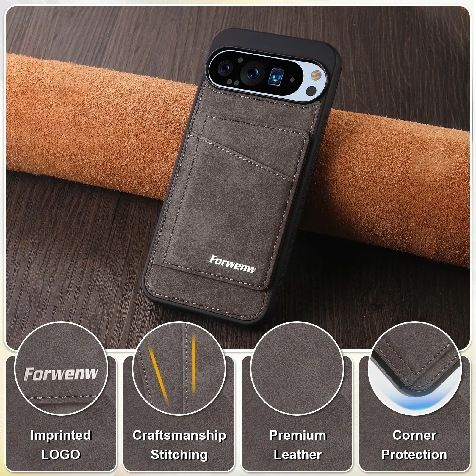 Elegant PU Leather Phone Case with Magnetic Card Slot and Holder
