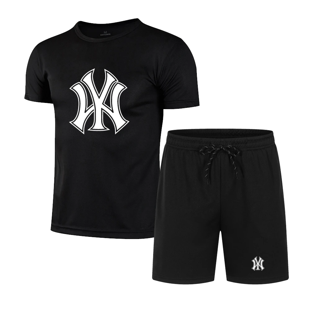 

2023 New Men’s Sportswear Summer Suit Men’s Fitness Suit Sports Suit Short Sleeved T-shirt + Shorts Quick Drying 2 Piece Sets