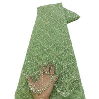 African Lace Fabric 2025 Sequins Beaded Embroidery Groom Nigerian Bridal High Quality French Tulle Lace Fabric For Wedding 6