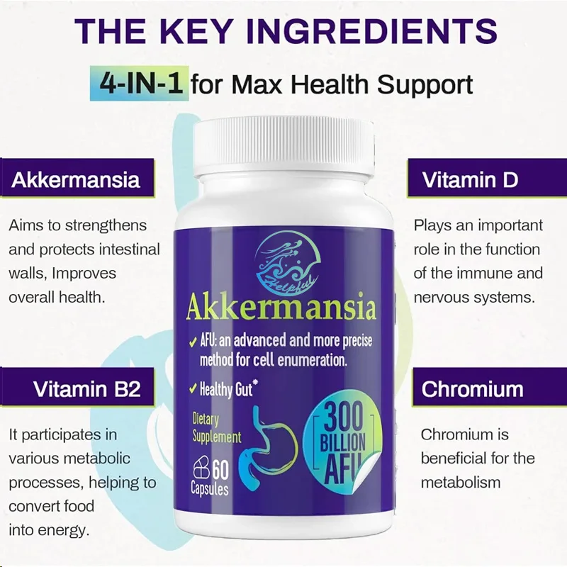 300 billion AFU Akkermansia Muciniphila live probiotic for digestion gut immunity and overall health 60 capsules probiotic capsules