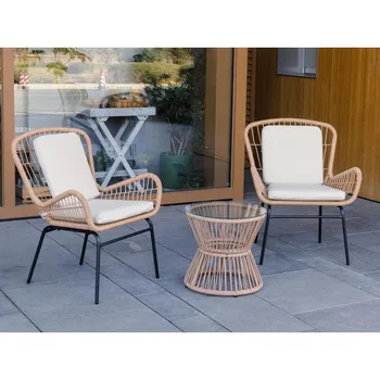 3 Piece Patio Set with Glass Top Table 1