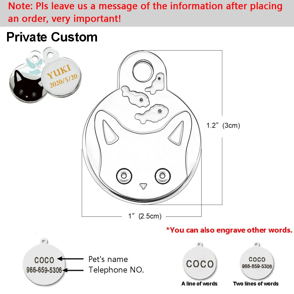 Title 12, Custom Dog Cat ID Tag Personalized Cute Pet Nam...