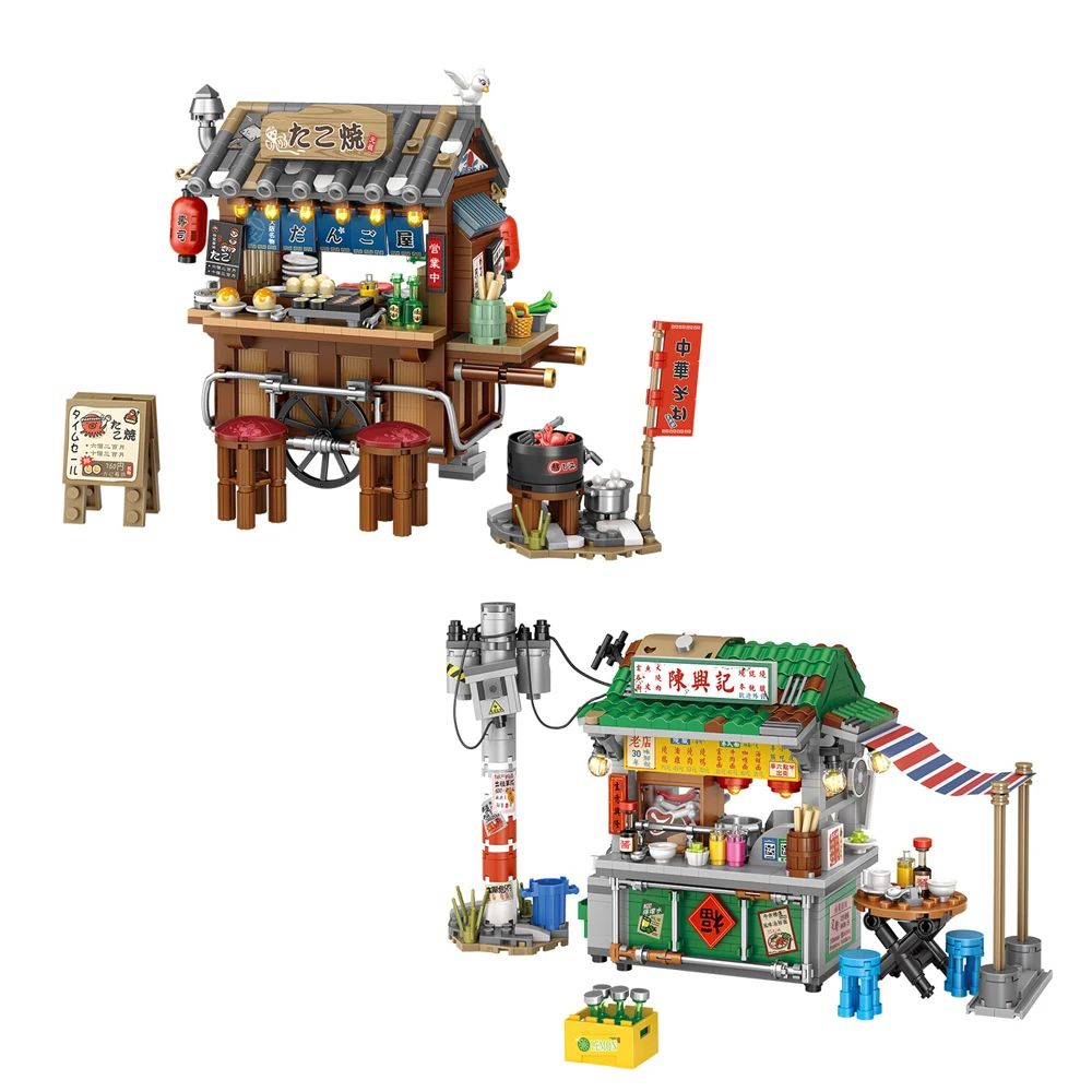 Loz Building Blocks Hong Kong Street Food Stalls Bricks Figures Loz Snack Street Blocks