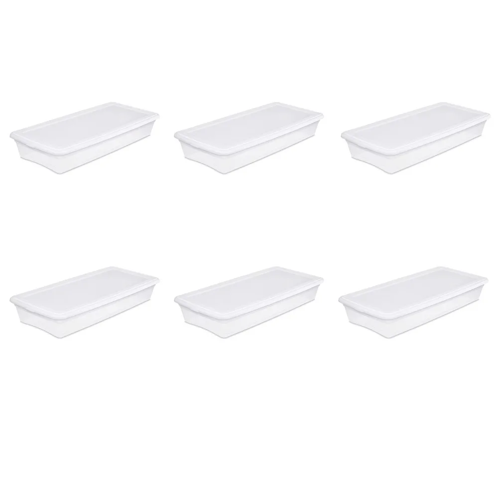 

41 Qt Storage Box Clear Base White Lid Set of 6