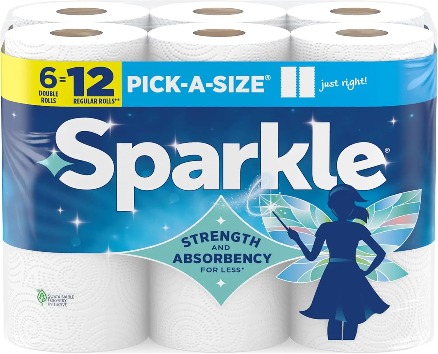 Strong 2-Ply Pick-A-Size Paper Towels, 6 Double Rolls (660 Sheets) for Kitchen & Everyday Messes 1