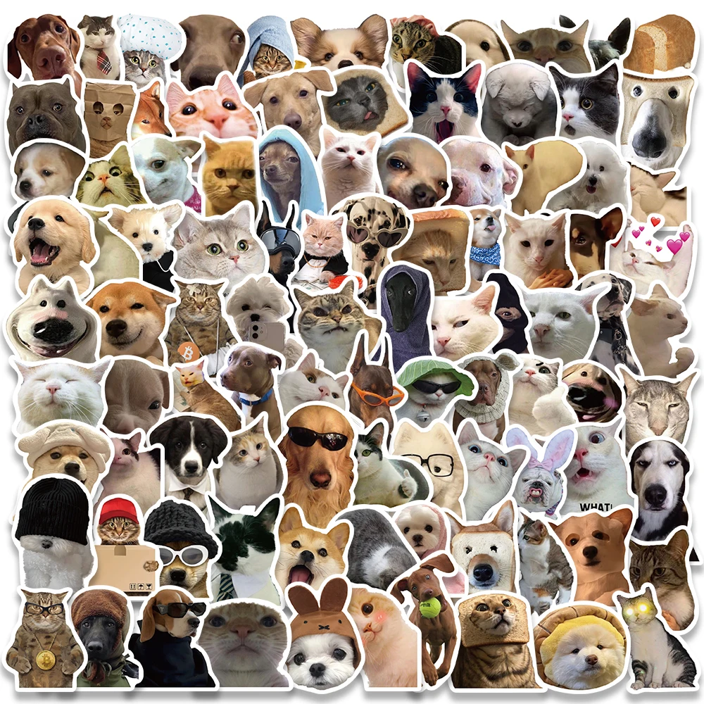 10/30/50/100 Stück süße Hund Katze MEME lustige Tiere Aufkleber Kawaii Cartoon Aufkleber Skateboard Notebook Gepäck Telefon Auto Aufkleber Spielzeug – Detail 2