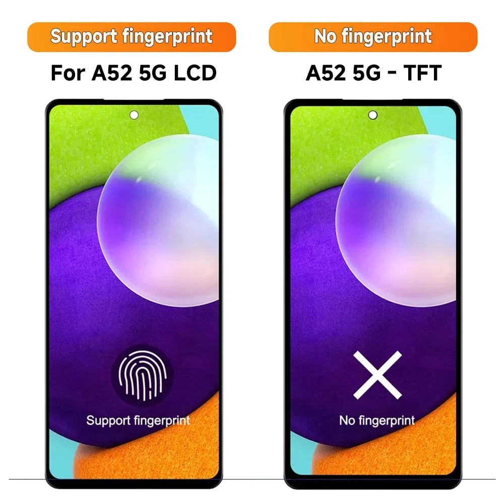LCD 디스플레이 디지털 터치 스크린, 삼성 갤럭시 A52 5G 화면 부품용 프레임 포함, A526 A526B 526B/DS