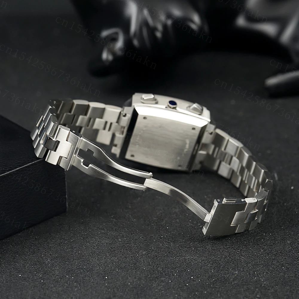 2022 Fashion New Square Color Bar 37mm Men's Leisure Sports Sapphire Mirror Stainless Steel Material Waterproof Quartz Watch