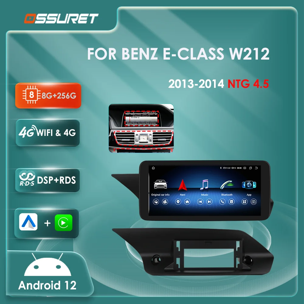 

10.33"Android 12 2din Car radio For Mercedes Benz W212 E200 E230 E260 E300 S212 2013 2014 NTG 4.5 Multimedia Carplay GPS Stereo