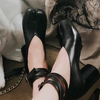 Split Toe Ninja Tabi Pumps Women Ankle Strap Buckle Round Heel High Heels Party Shoes Women zapatos de mujer chaussure femme 1